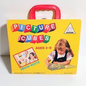 Vintage Retro 80s Picture Cubes Toy Puzzle Snow White